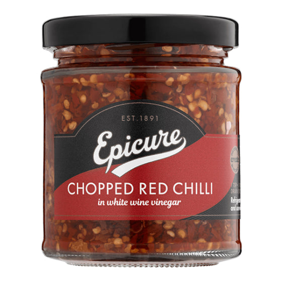 Epicure Chopped Red Chilli in White Wine Vinegar (180g)