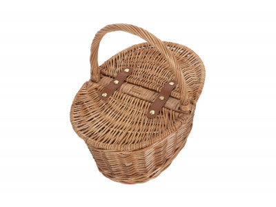 CHILDS LIGHT STEAMED FINISH OVAL PICNIC BASKET