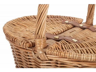 CHILDS LIGHT STEAMED FINISH OVAL PICNIC BASKET