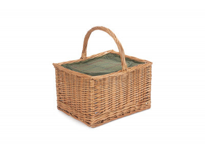 DELUXE BUTCHER'S BASKET with GREEN TWEED COOLER BAG