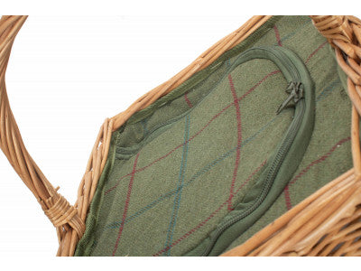 DELUXE BUTCHER'S BASKET with GREEN TWEED COOLER BAG