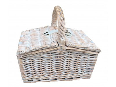 SMALL WHITE DOUBLE LIDDED HAMPER