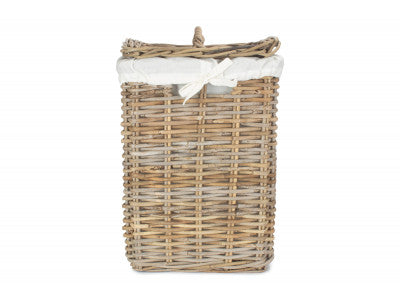 SMALL SQUARE RATTAN LAUNDRY HAMPER BASKET