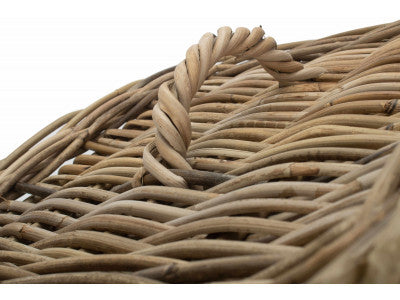 SMALL SQUARE RATTAN LAUNDRY HAMPER BASKET