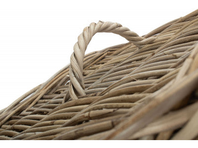 LARGE SQUARE RATTAN LAUNDRY HAMPER BASKET