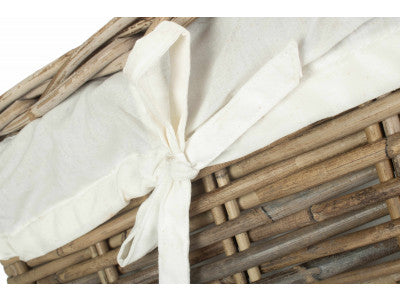 LARGE SQUARE RATTAN LAUNDRY HAMPER BASKET