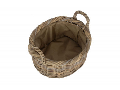 SIZE 1 OVAL RATTAN STORAGE BASKET with CORDURA LINING