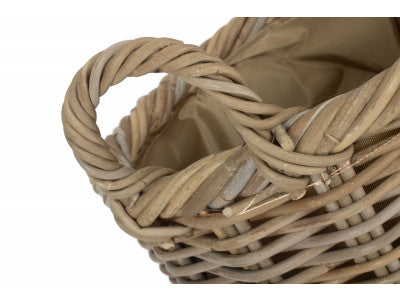 SIZE 1 OVAL RATTAN STORAGE BASKET with CORDURA LINING