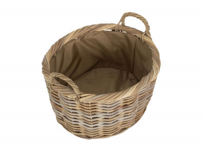 SIZE 2 OVAL RATTAN STORAGE BASKET with CORDURA LINING