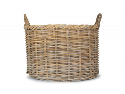 SIZE 3 OVAL RATTAN STORAGE/LOG BASKET with CORDURA LINING