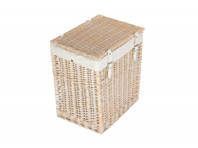 SIZE 1 - BOUTIQUE WHITE WASH STORAGE LAUNDRY HAMPER with LINING