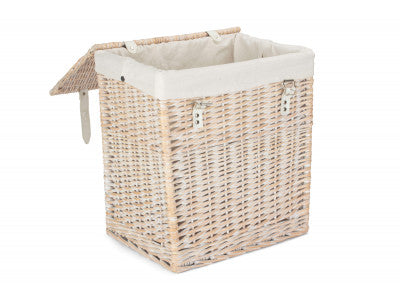 SIZE 1 - BOUTIQUE WHITE WASH STORAGE LAUNDRY HAMPER with LINING
