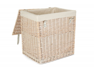 SIZE 2 - BOUTIQUE WHITE WASH STORAGE LAUNDRY HAMPER with LINING