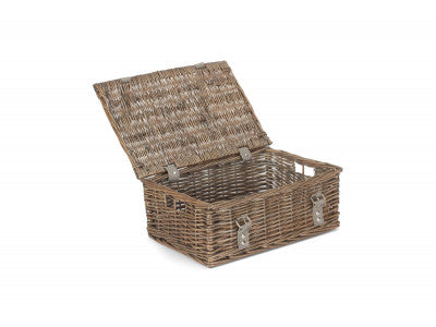 14 inch EMPTY WICKER HAMPER BASKET - ANTIQUE WASH - UNLINED