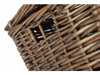 14 inch EMPTY WICKER HAMPER BASKET - ANTIQUE WASH - UNLINED
