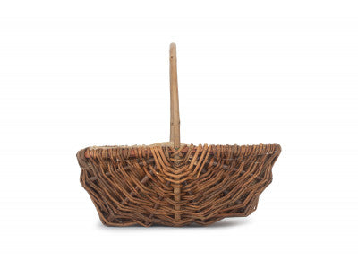 SMALL RECTANGULAR UNPEELED WILLOW GARDEN TRUG with HESSIAN LINING