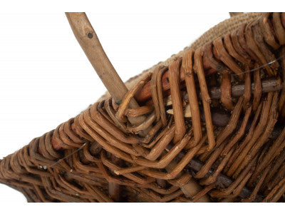 SMALL RECTANGULAR UNPEELED WILLOW GARDEN TRUG with HESSIAN LINING