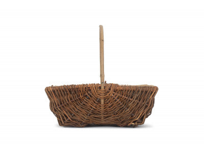 MEDIUM RECTANGULAR UNPEELED WILLOW GARDEN TRUG with HESSIAN LINING