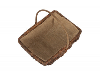 LARGE RECTANGULAR UNPEELED WILLOW GARDEN TRUG with HESSIAN LINING