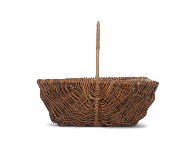 LARGE RECTANGULAR UNPEELED WILLOW GARDEN TRUG with HESSIAN LINING