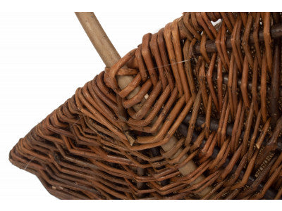 LARGE RECTANGULAR UNPEELED WILLOW GARDEN TRUG with HESSIAN LINING