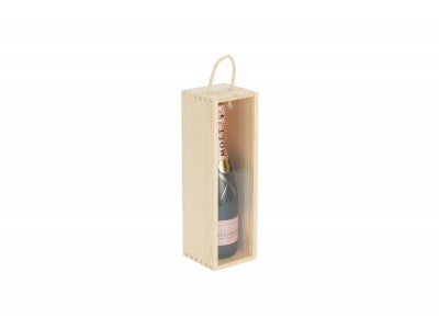SINGLE BOTTLE WOODEN BOX with CLEAR ACRYLIC SLIDING LID