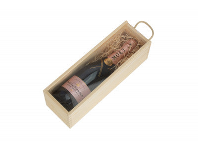 SINGLE BOTTLE WOODEN BOX with CLEAR ACRYLIC SLIDING LID