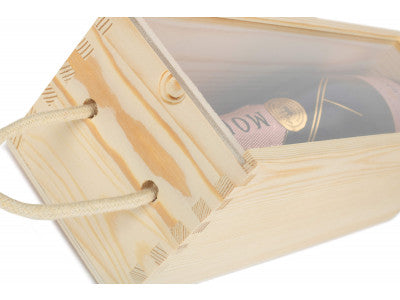 SINGLE BOTTLE WOODEN BOX with CLEAR ACRYLIC SLIDING LID
