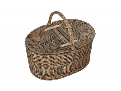 DEEP ANTIQUE WASH OVAL PICNIC BASKET