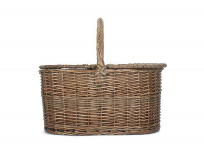 DEEP ANTIQUE WASH OVAL PICNIC BASKET