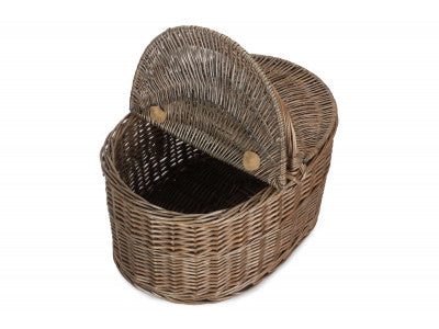 DEEP ANTIQUE WASH OVAL PICNIC BASKET