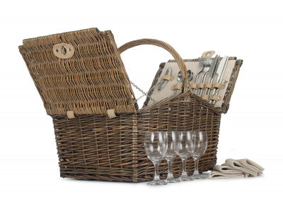 DOUBLE LIDDED 4 PERSON PICNIC HAMPER