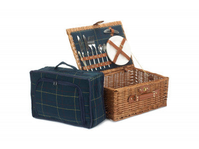 2 PERSON BLUE TWEED HAMPER