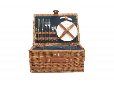 2 PERSON BLUE TWEED HAMPER