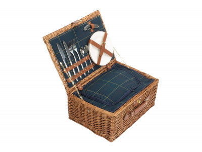 2 PERSON BLUE TWEED HAMPER