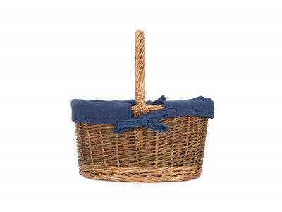 CHILD'S COUNTRY OVAL SHOPPER with NAVY BLUE LINING