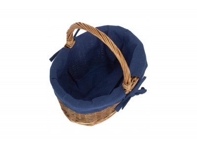 CHILD'S COUNTRY OVAL SHOPPER with NAVY BLUE LINING