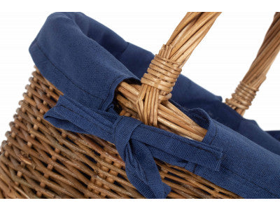 CHILD'S COUNTRY OVAL SHOPPER with NAVY BLUE LINING