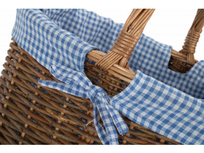COUNTRY OVAL SHOPPER with BLUE & WHITE CHECKED LINING