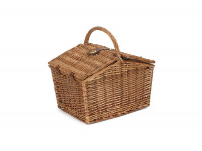 2 PERSON GREEN TWEED DOUBLE LIDDED HAMPER