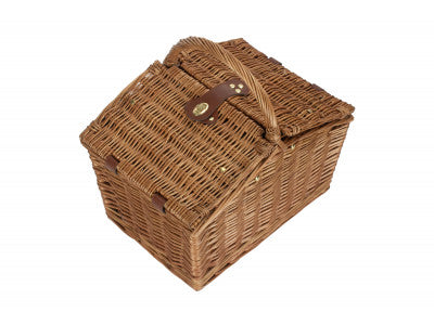 2 PERSON GREEN TWEED DOUBLE LIDDED HAMPER