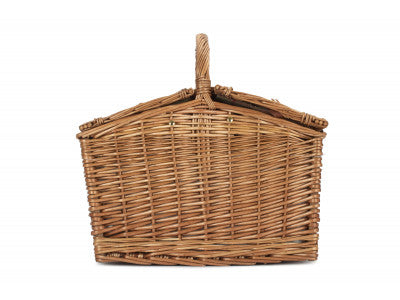 2 PERSON GREEN TWEED DOUBLE LIDDED HAMPER
