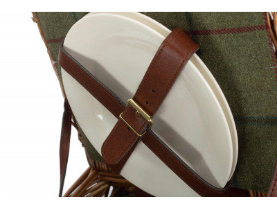 2 PERSON GREEN TWEED DOUBLE LIDDED HAMPER