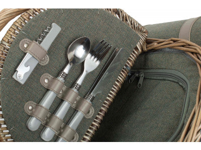 OVAL 2 PERSON GREY SAGE TWEED FITTED HAMPER