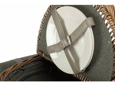 OVAL 2 PERSON GREY SAGE TWEED FITTED HAMPER