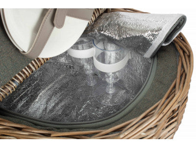 OVAL 2 PERSON GREY SAGE TWEED FITTED HAMPER