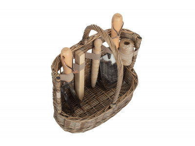 SMALL ANTIQUE WASH DELUXE GARDEN TOOL BASKET