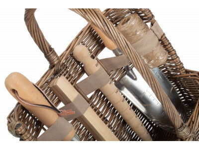 SMALL ANTIQUE WASH DELUXE GARDEN TOOL BASKET