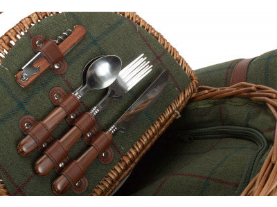 OVAL 2 PERSON GREEN TWEED FITTED HAMPER