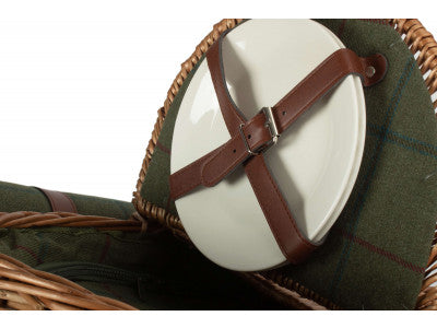 OVAL 2 PERSON GREEN TWEED FITTED HAMPER